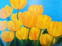 Tulpen in Gelb, Acryl auf Leinwand, 60×50cm, 2023, 200€